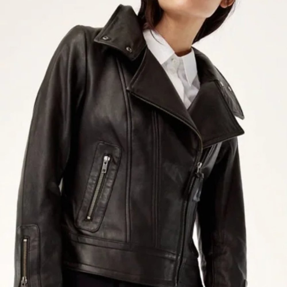 Mackage Montreal Women's Leather Moto Jacket | Black Lamb Leather, Asymmetric